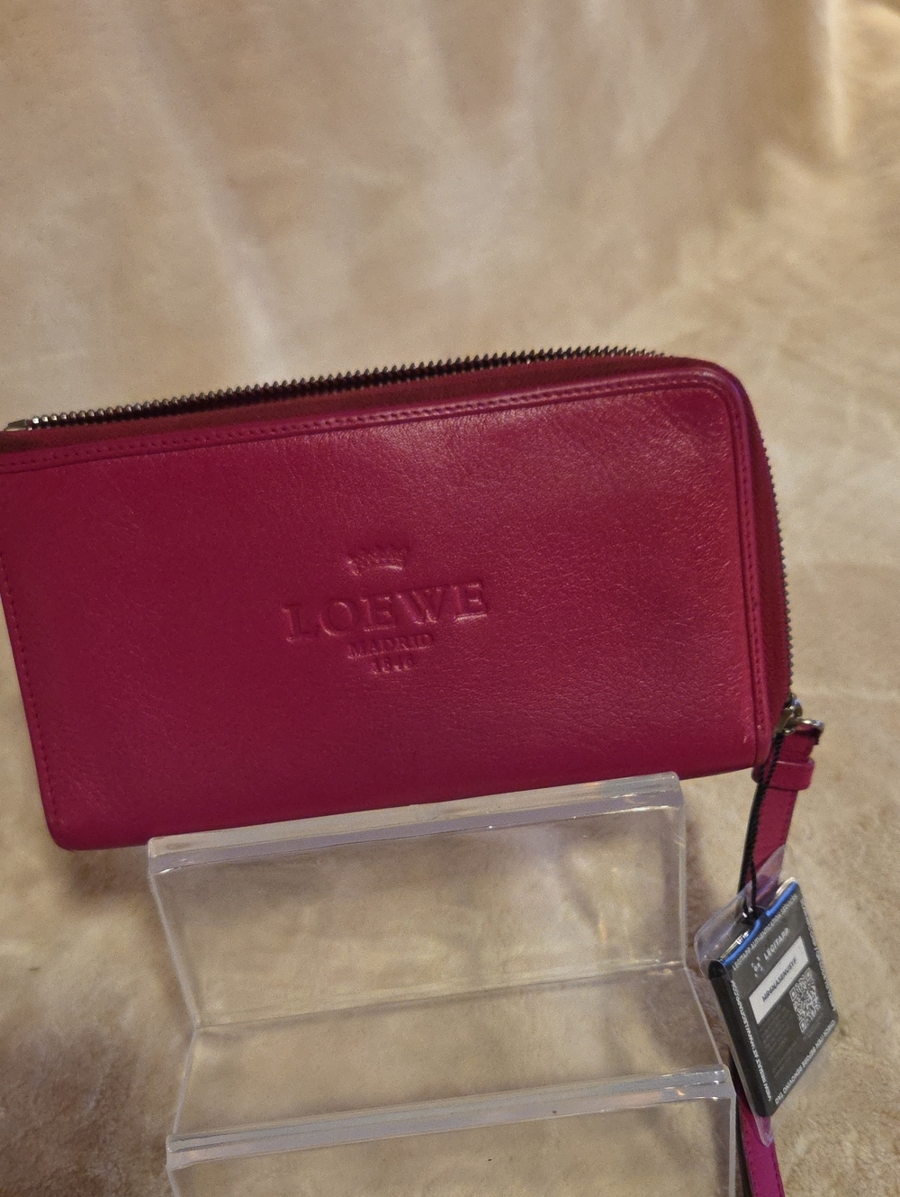 Loewe Zip-Around Leather Wallet in Fuchsia